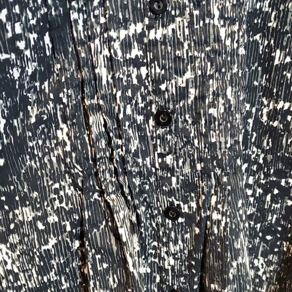 Basic Editions Black White Splatter Print Beaded Neckline Blouse Sz 3X Plus Size - Picture 6 of 8